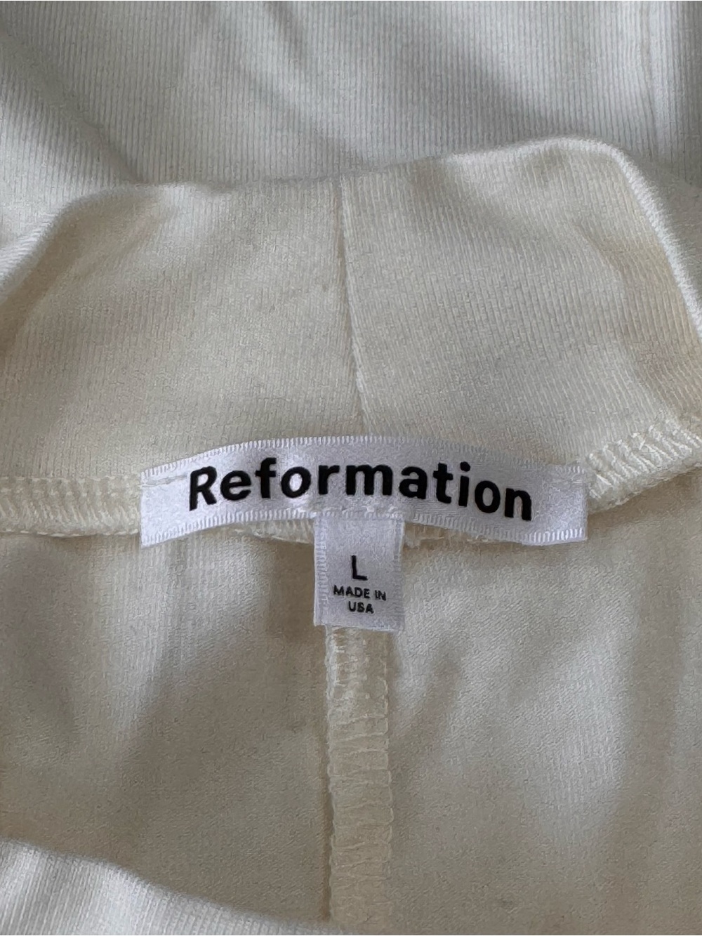 Reformation Sara Mock Neck Long Sleeve Top Ivory Cream Knit Stretch Large L - Picture 4 of 6